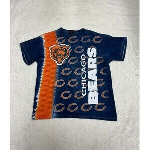 Vtg Y2K Chicago Bears AOP Tie-Dye Graphic T-Shirt Size Small/Medium